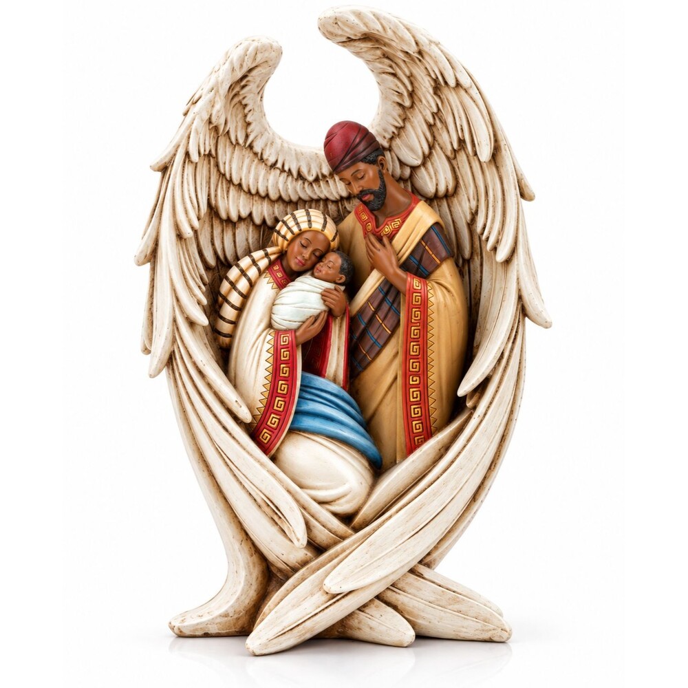 Napco African American Holy Family in Wings Figurine
